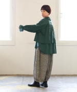 コットンウールグレンチェック　バルーンパンツ